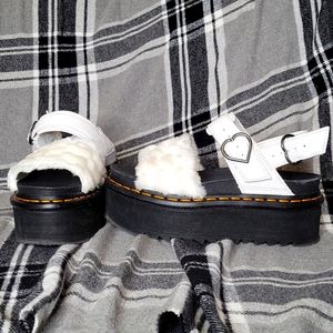 Doc Martens Voss Fluffy Faux Fur Platform Sandles women's size 6